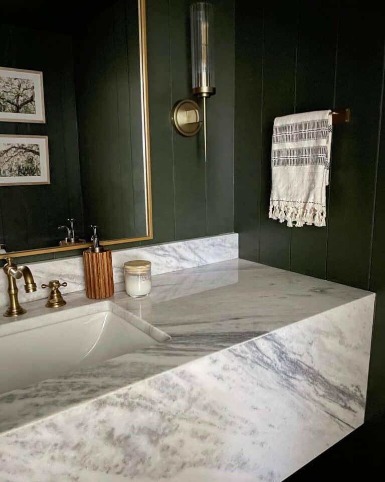 Modern Bathroom with Vertical Green Shiplap