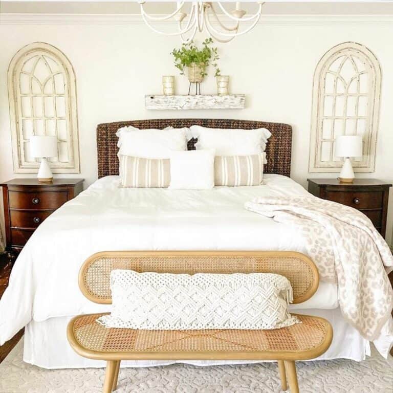 Bed With a Floating Shelf Overhead