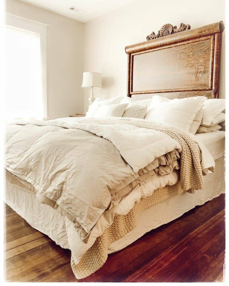 Tall Wooden Headboard Leaning Against a Wall