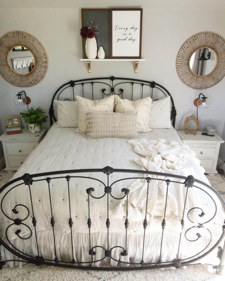 Vintage Embellished Metal Headboard and Footboard