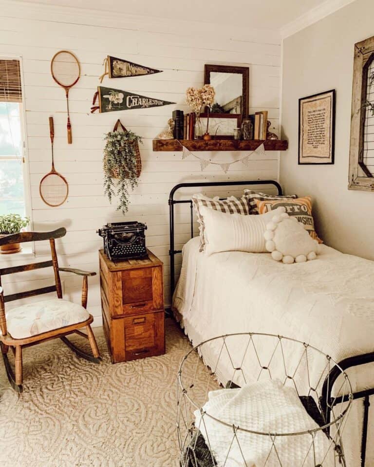 White Bedroom Walls with Vintage Elements