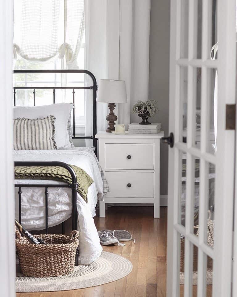 Black Metal Bed Frame with Night Table