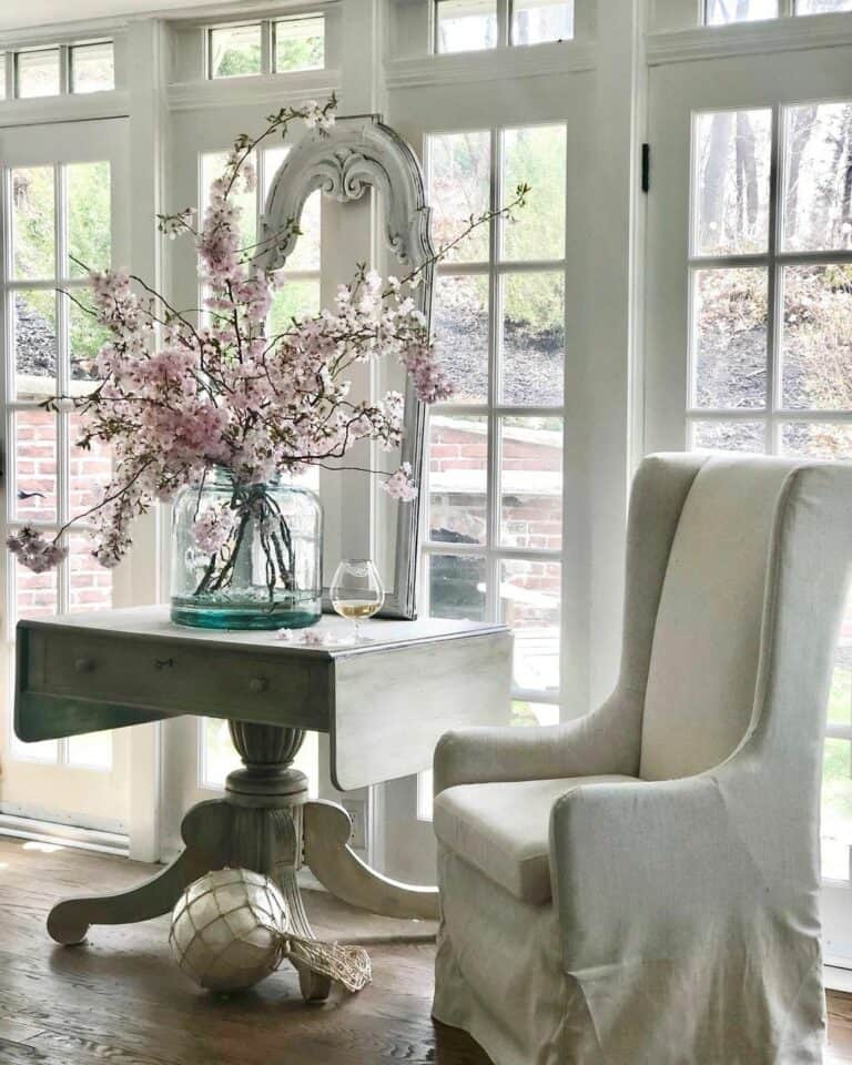 Oversized Glass Vase Ideas for a Gray Leaf Desk