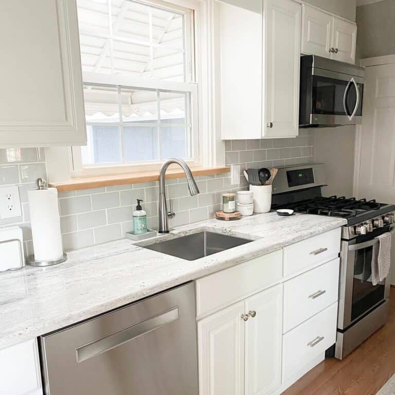 Farmhouse Kitchen With Tiled Walls
