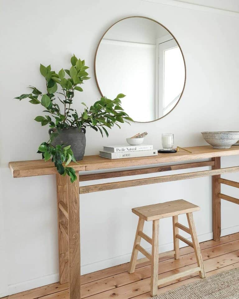 Entryway With Long Ash Wood Table
