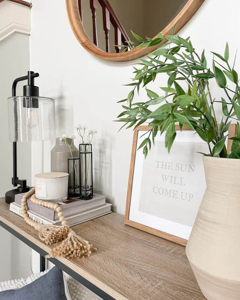 Wood Decorated Entryway Table