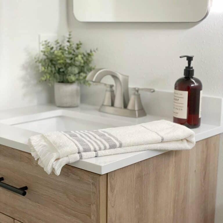 Potted Plant on a Wood Vanity