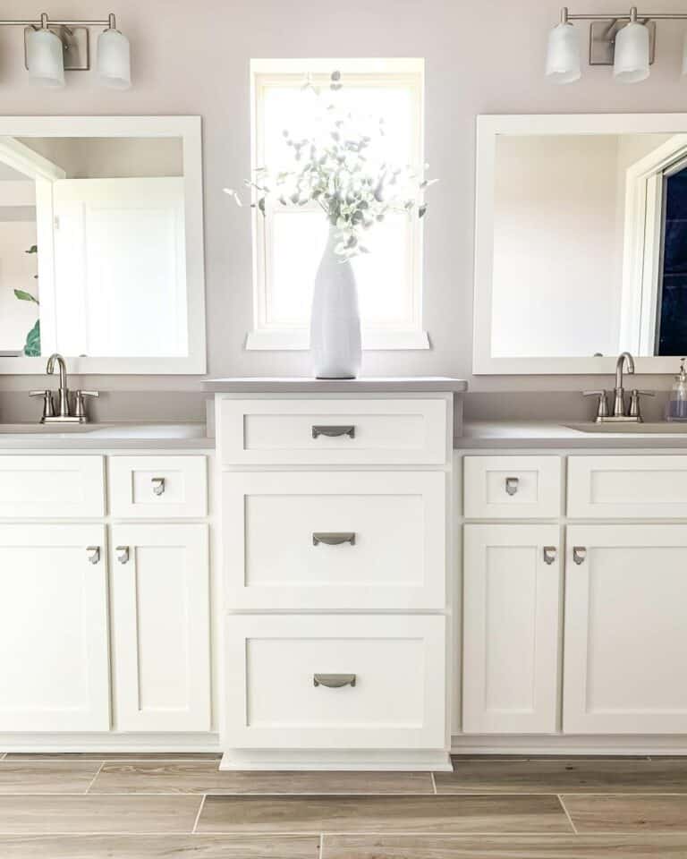 Shaker-style Vanities With Gray Countertops