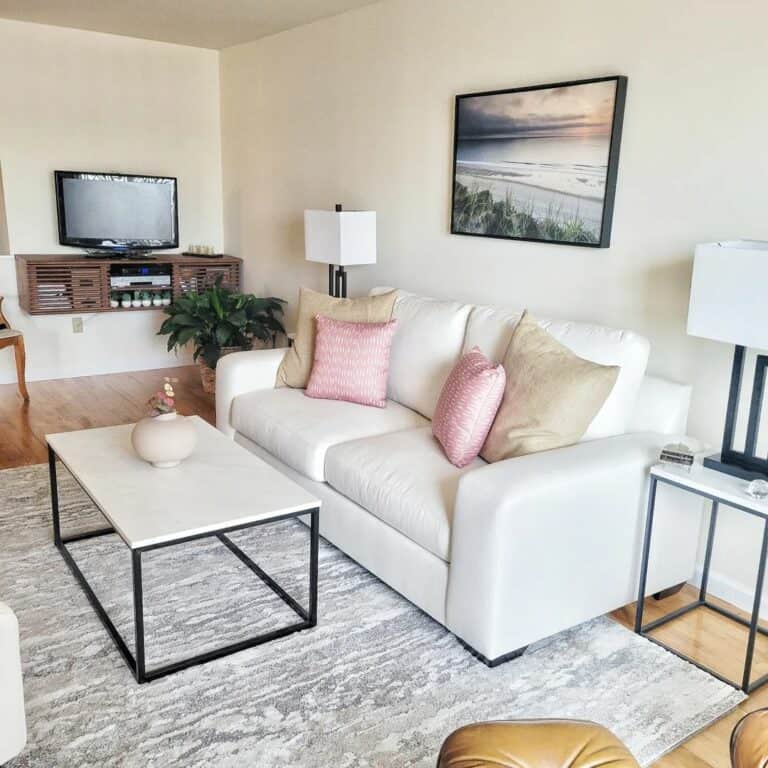 Stained Wood Floating TV Console