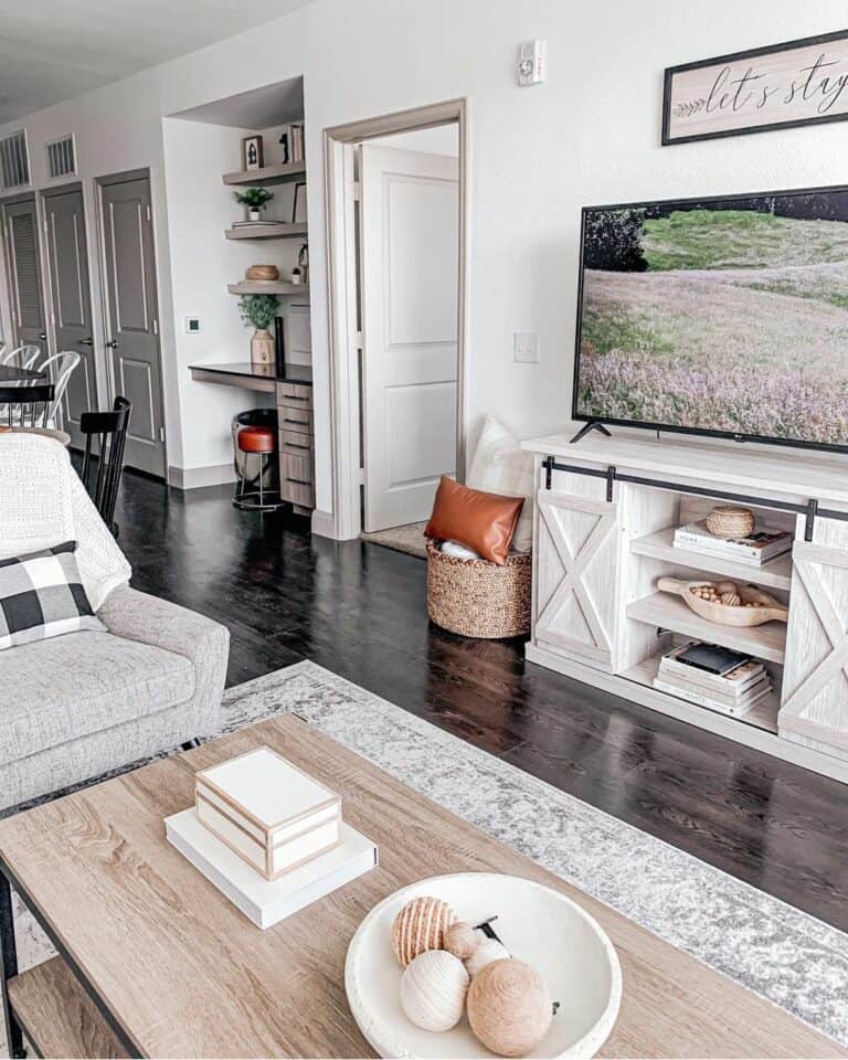 White Barn Door Media Cabinet