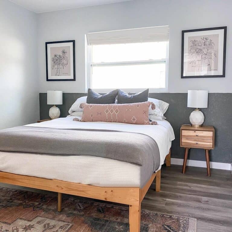 Relaxing Light Gray and Pink Ginger Bedroom