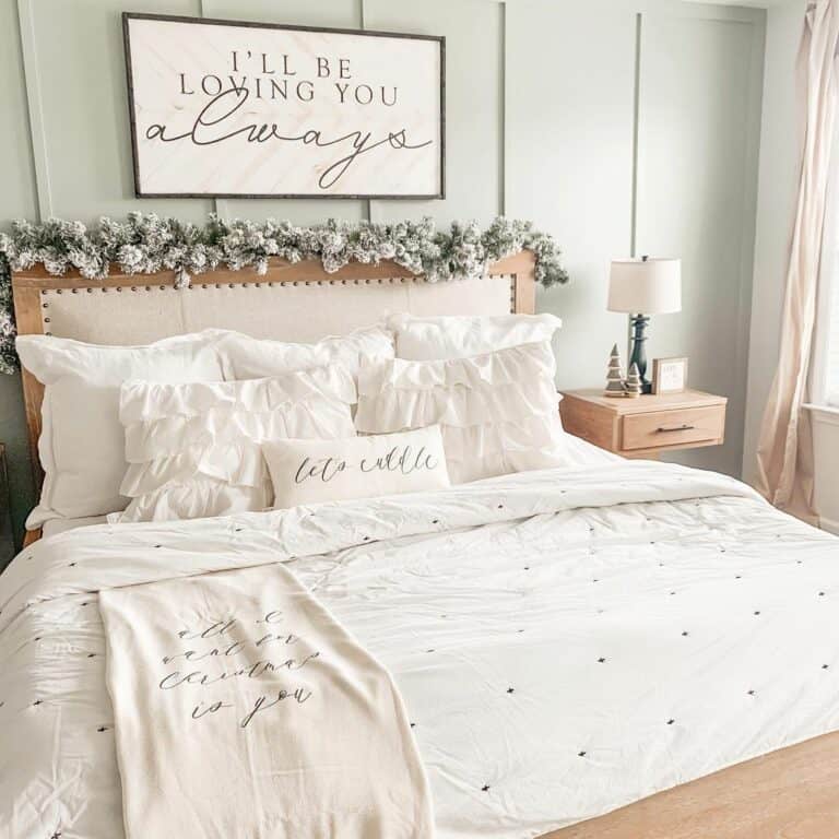 Calming Warm Wood Festive Bedroom Design