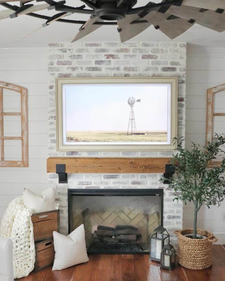 Chunky White Knit Blanket on Wooden Crates