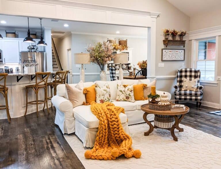 Mustard-Colored Chunky Knit Blanket