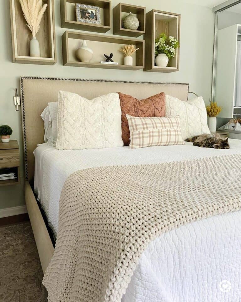 Beige Blanket on a Beige Bed
