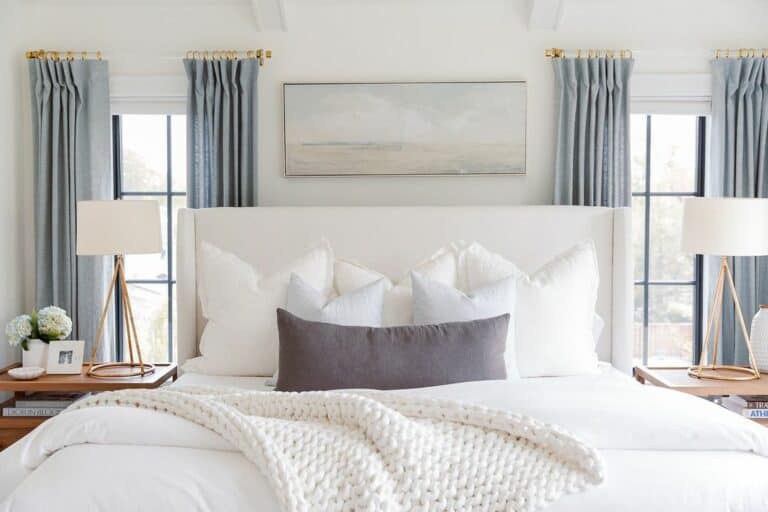 White Knit Blanket and a Dark Grey Bolster