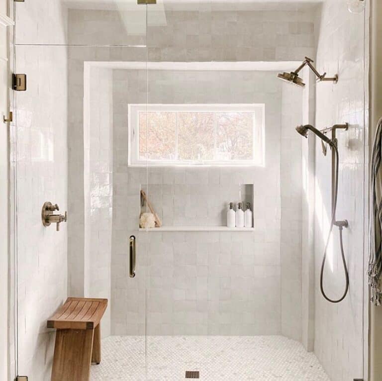Penny Tile Farmhouse Shower Pan