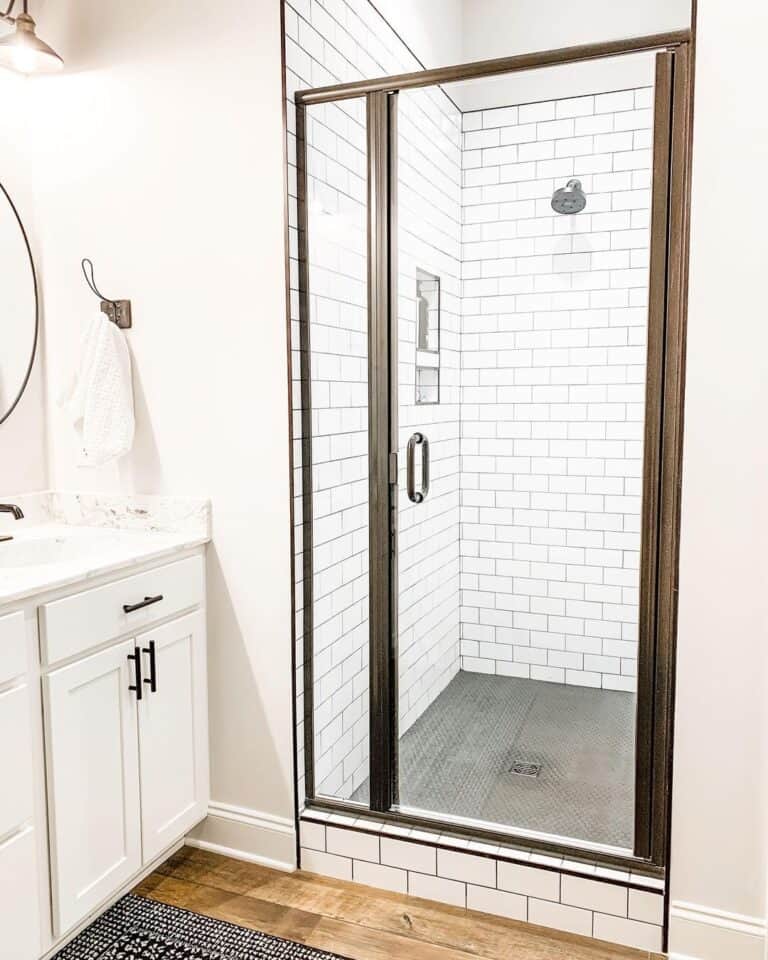 Gray Hexagon Tile Shower Pan
