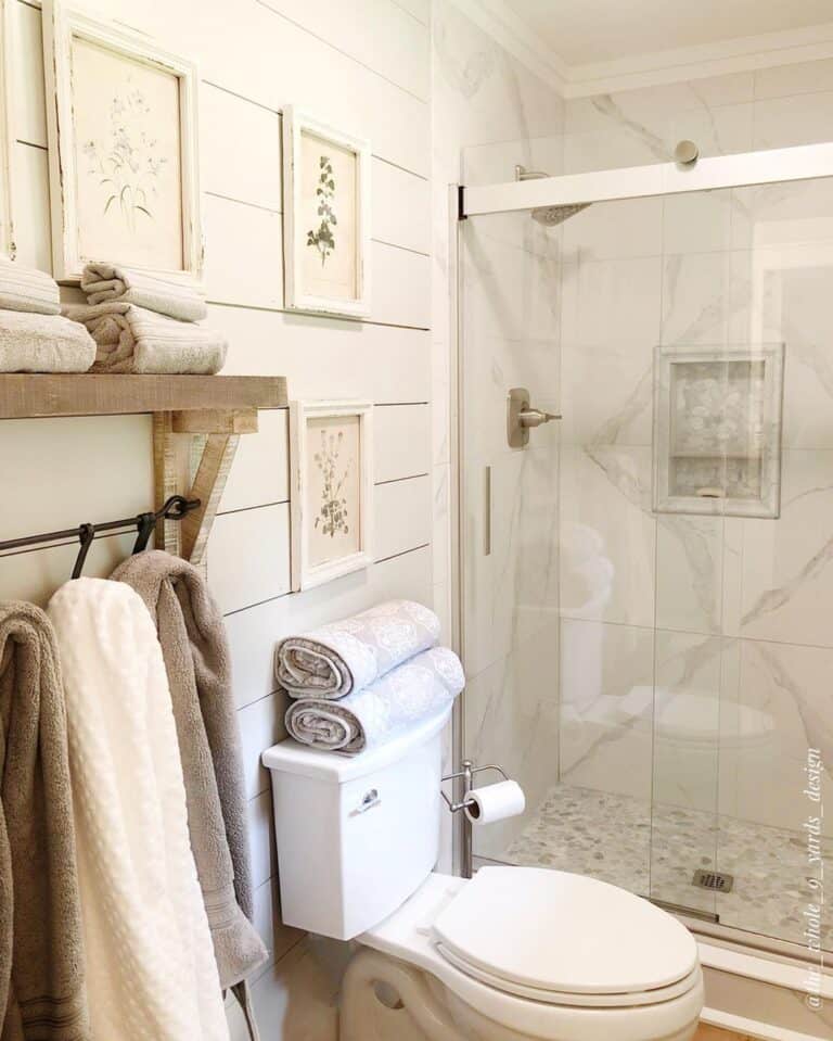 Pebble Tile Shower Pan and Niche
