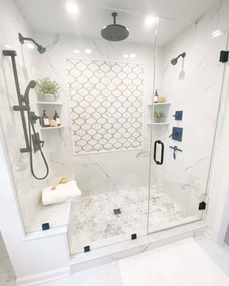 Farmhouse Rain Shower with Bench
