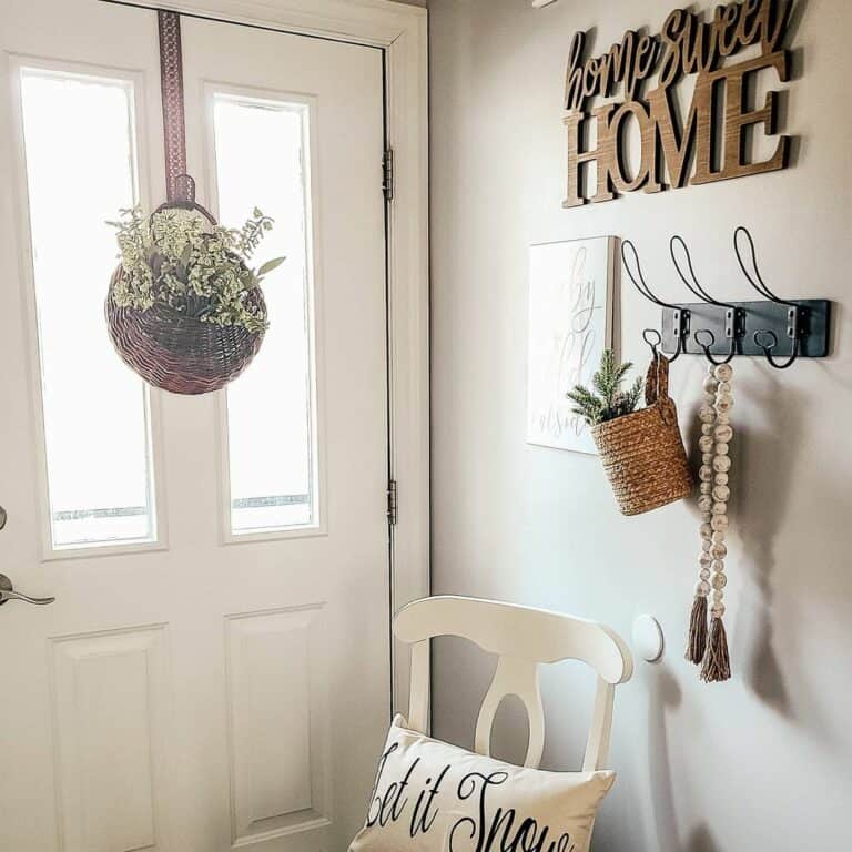 Modern White Farmhouse Door with Wreath
