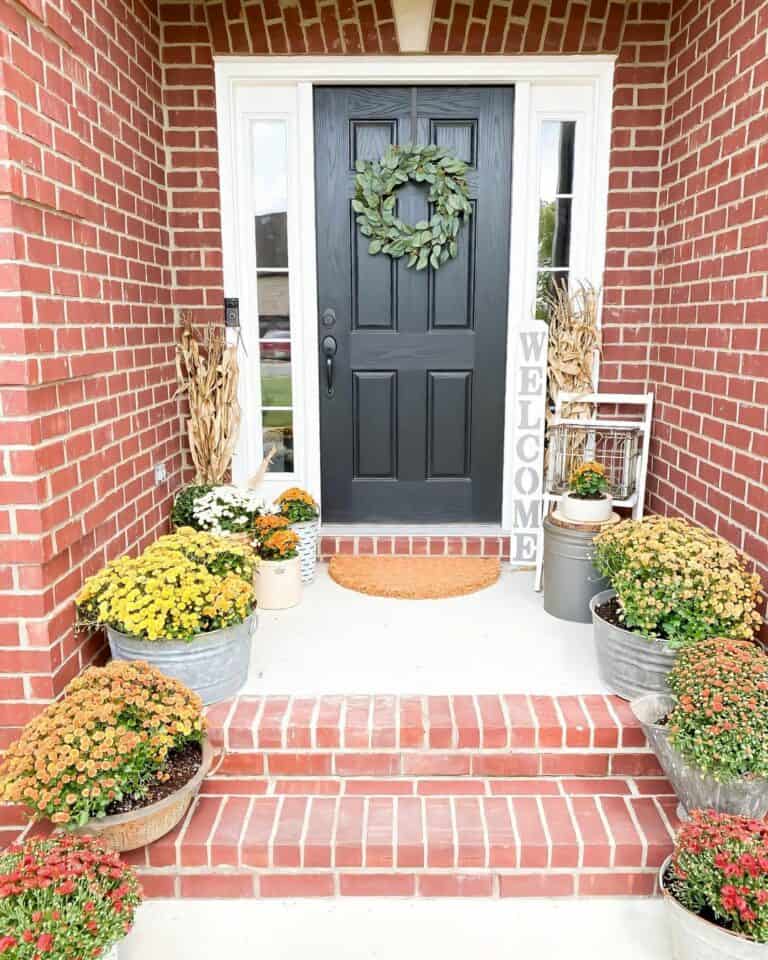 Modern Farmhouse Door with Fall Foliage