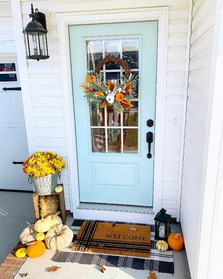 Light Blue Windowpane Farmhouse Door