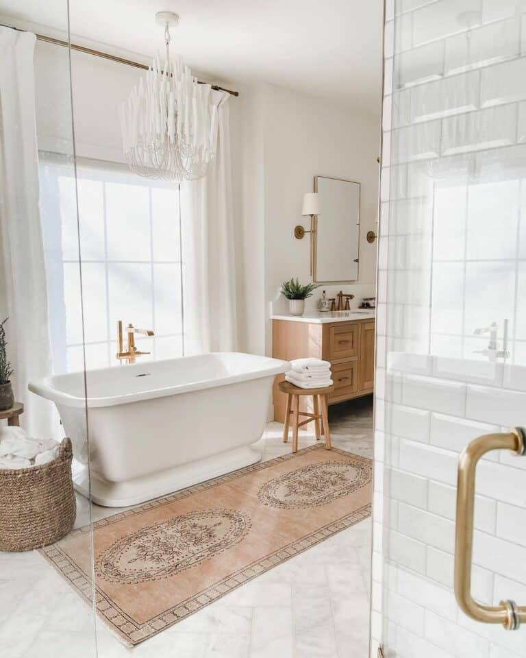 Abstract Chandelier in Elegant Bathroom