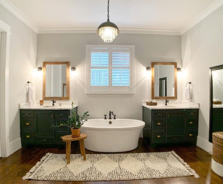 Modern Bathroom with Wooden Accents