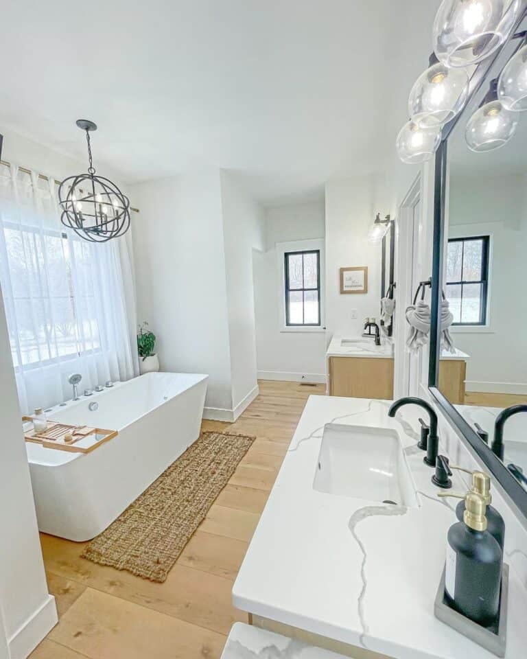 Vinyl Flooring and Two Wood Vanities