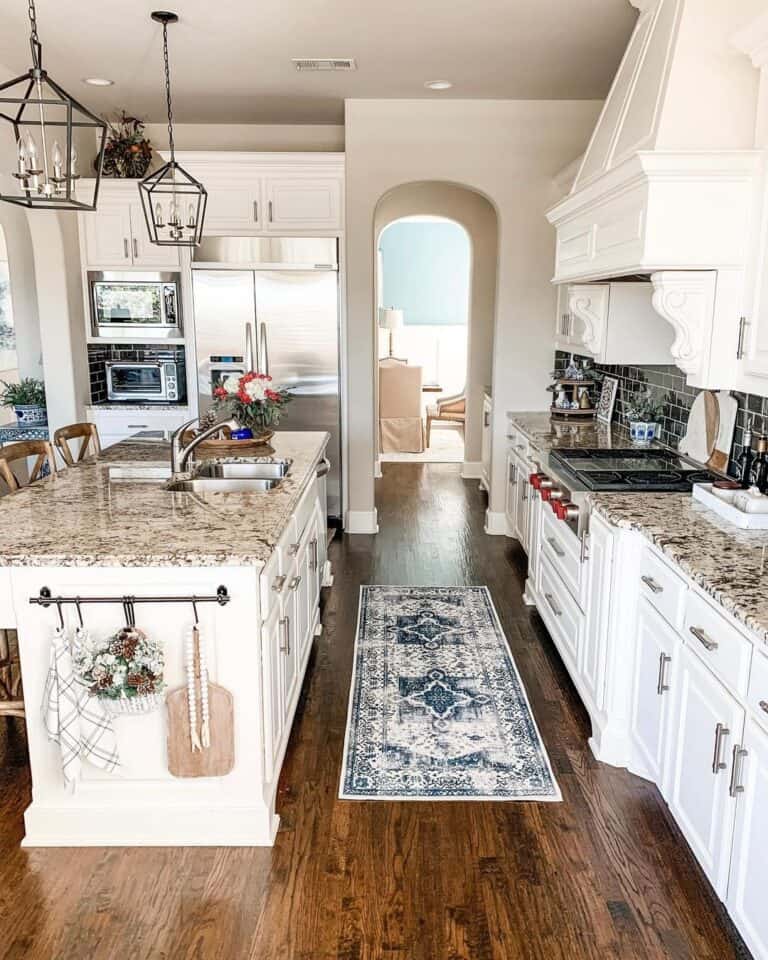 Black and White Kitchen Runner Mat