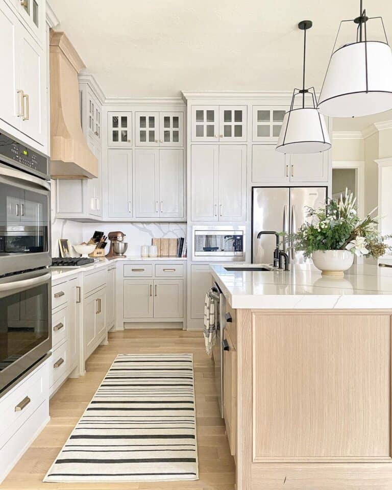 Black and White Striped Kitchen Runner Mat