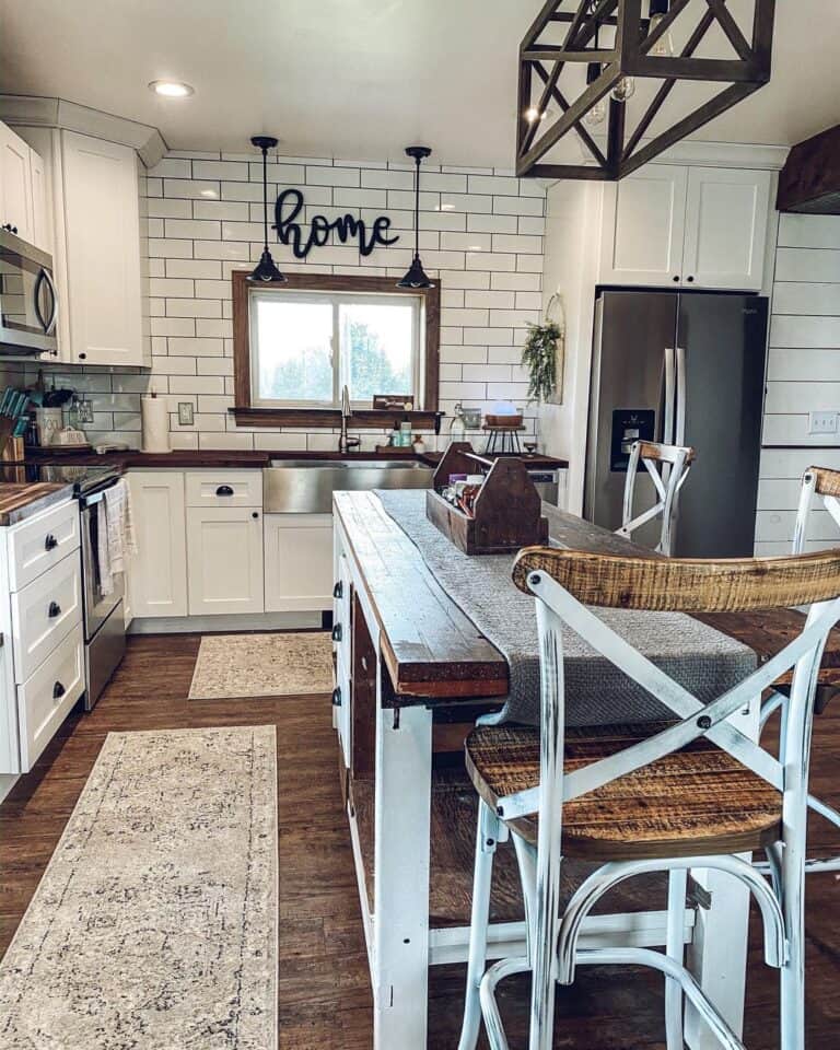 Two White Kitchen Runner Rugs