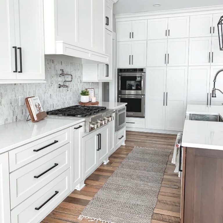 Brown Kitchen Runner Rug on a Warm Wood Floor