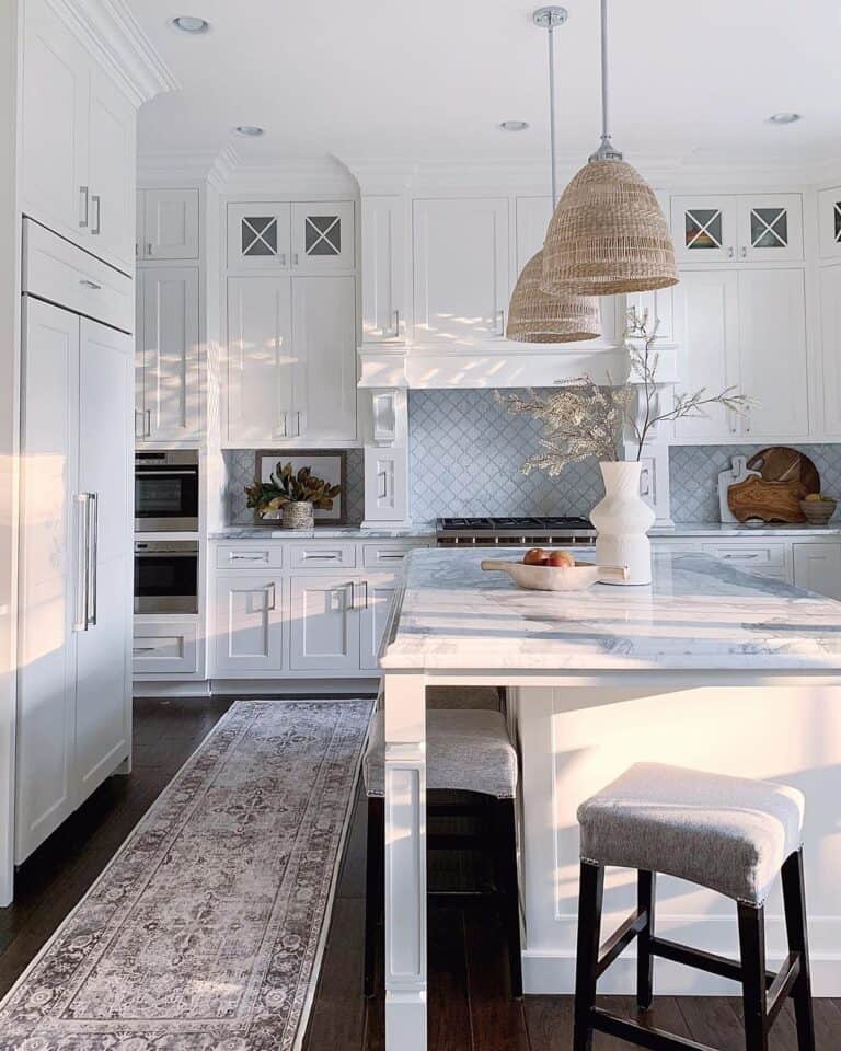 Beige Kitchen Runner Mat on a Dark Wood Floor