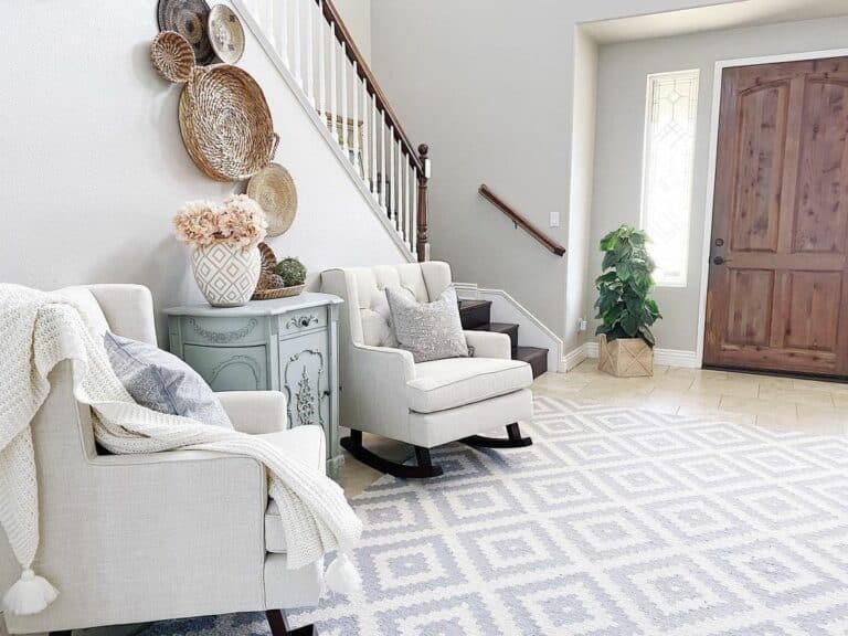 Classic Entryway With Rattan Art