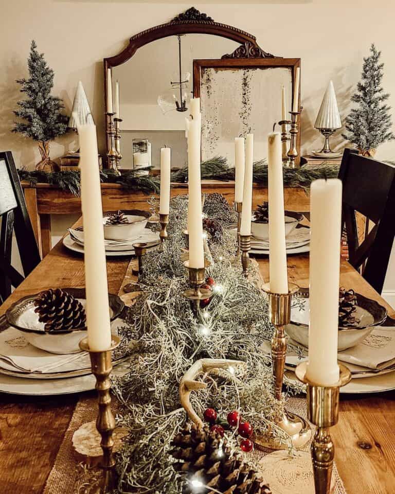Antique Mirrors with Lights and Foliage