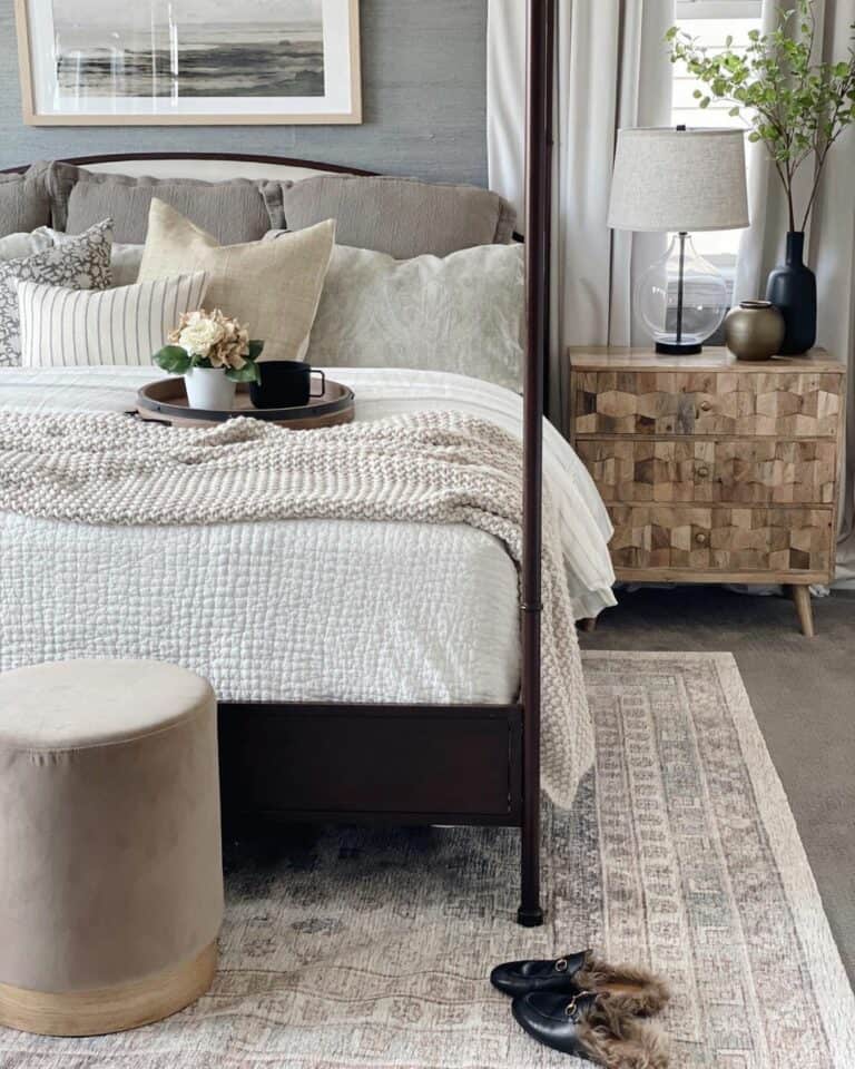 Vases on a Light Wood Nightstand