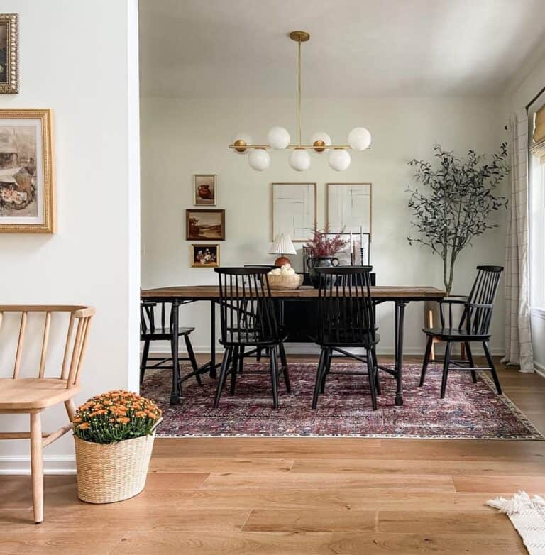 Gold Linear Chandelier in Dining Room