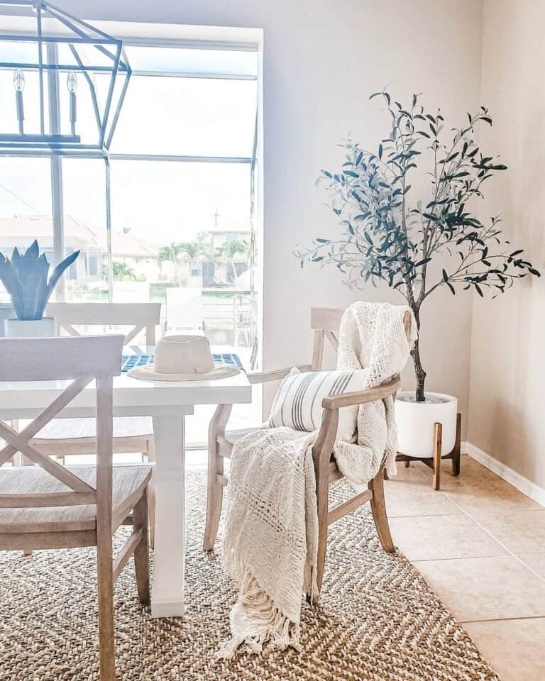 Dining Room Faux Olive Tree in Pot