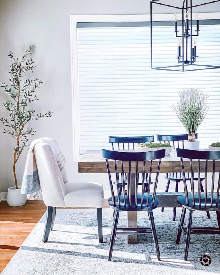 Wood Floor Dining Room with Windsor Chairs