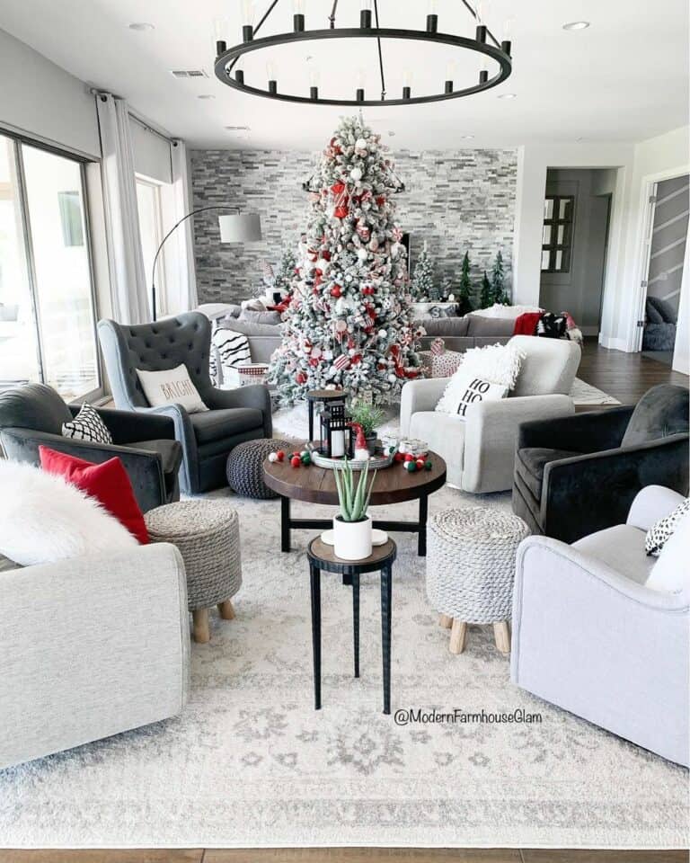 Wagon Wheel Chandelier in Gray Room