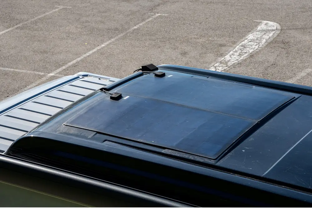 flexible solar panel on camper van