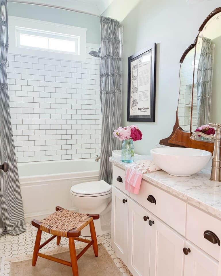 Vessel Sink on White Bathroom Vanity