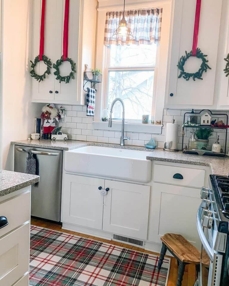 Holiday Kitchen with Red and Green Buffalo Plaid Accents