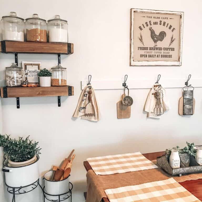 Rustic Dining Space with Brown and White Buffalo Plaid