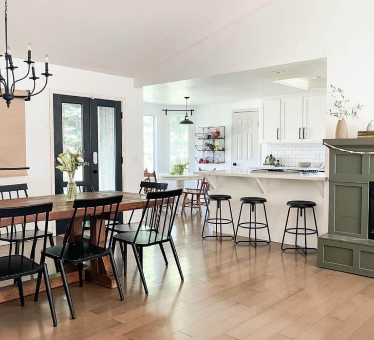 Black Double Doors with Glass in Dining Room