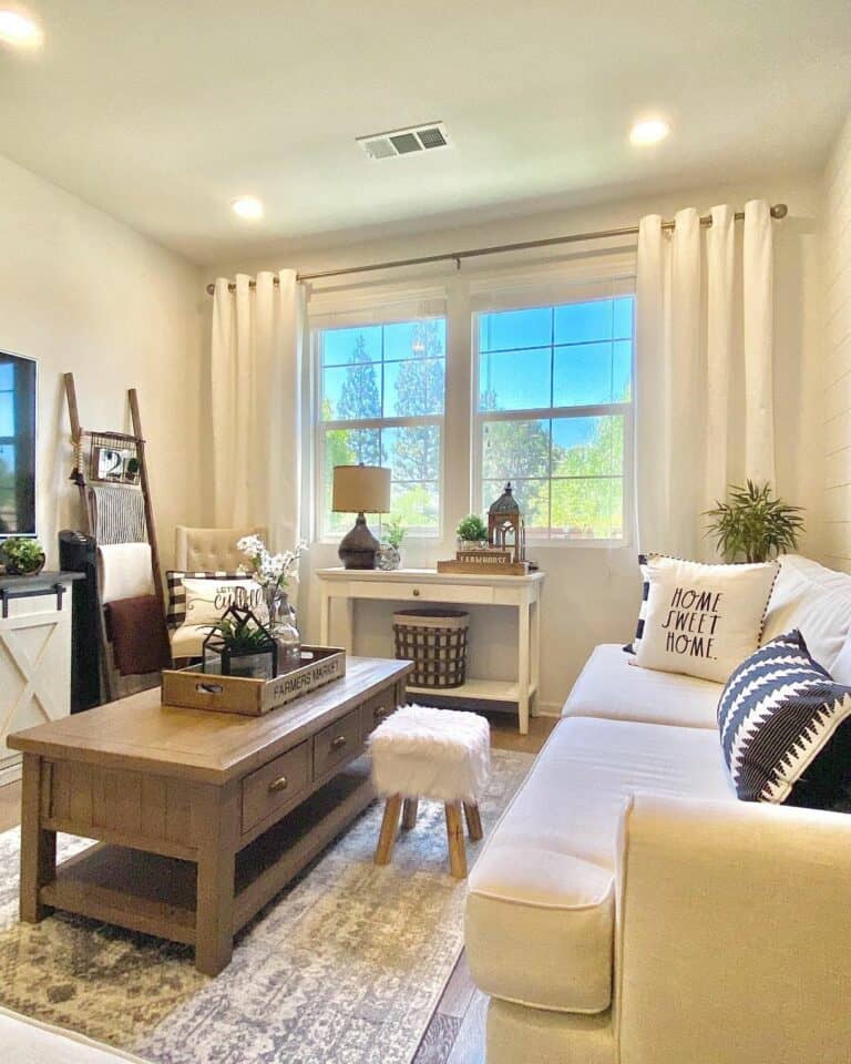 Farmhouse-style Living Room With White Tones