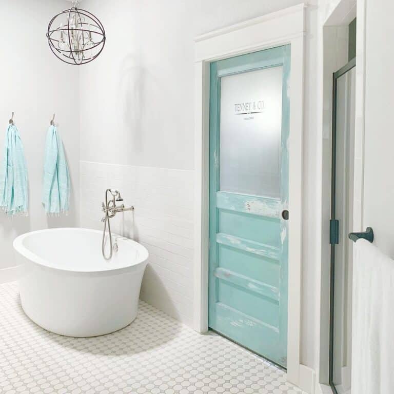 Rustic Blue Door and Bathroom Decorating Ideas