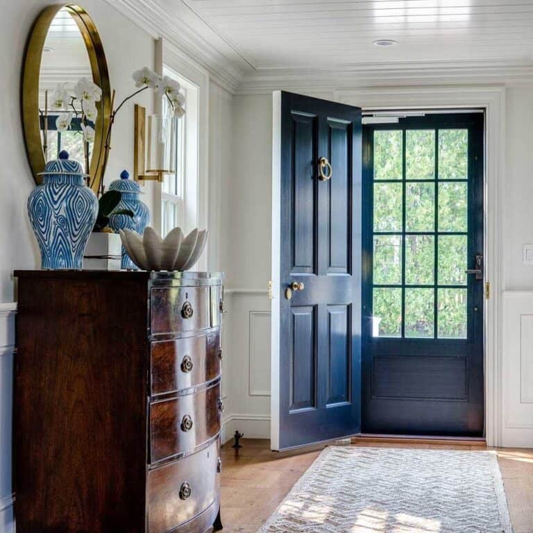 Navy 4 Panel Interior Door with Brass Hardware